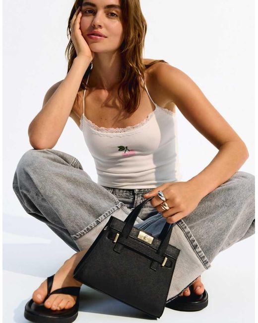 Bershka Gray Textured Minaudiere