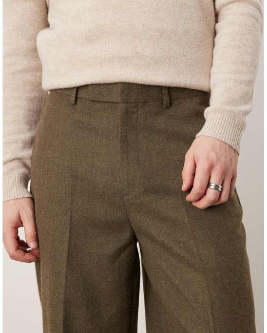 Pantalones De Vestir Verde De Corte Tapered Extragrande Con Pinzas Delanteras De Tejido Cepillado De ASOS de hombre de color Natural