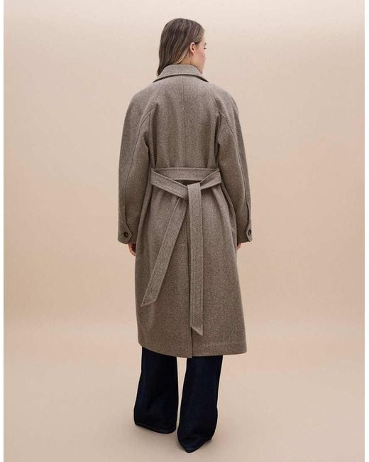 Bershka Natural Long Soft Belted Coat
