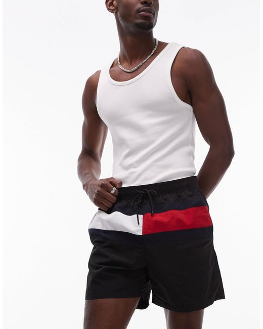 Tommy Hilfiger White Drawstring Large Flag Swim Shorts for men