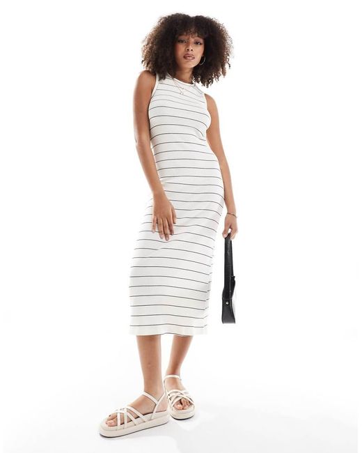 New Look White Ribbed Tank Midi Dress