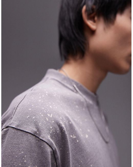 T-shirt oversize chiaro lavaggio a olio di Topman in Gray da Uomo