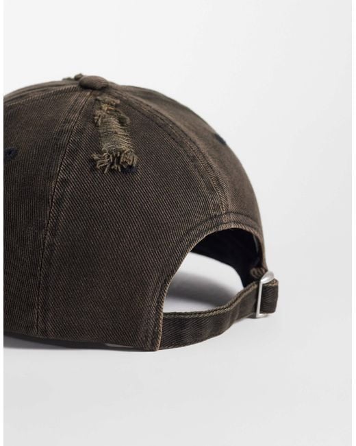 ASOS Gray Distressed Denim Cap for men