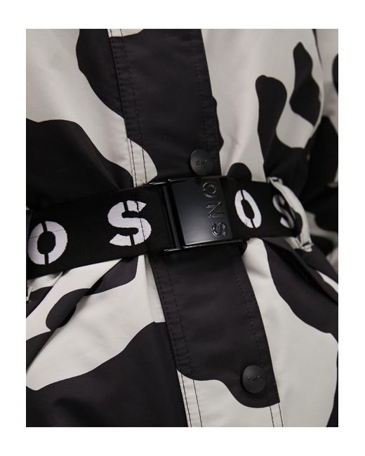TOPSHOP Black Sno Cow Print Ski Suit With Hood