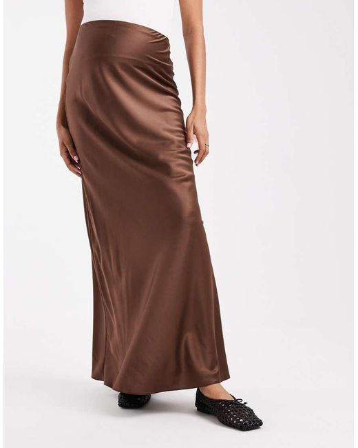 ASOS Brown Asos Design Maternity Satin Bias Maxi Skirt