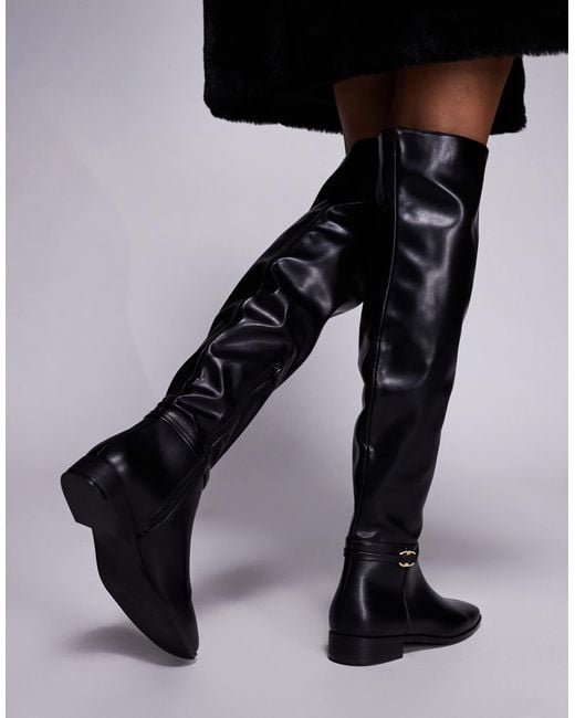 Public Desire Black Public Desire Eastburn Wide Fit Over The Knee Riding Boots