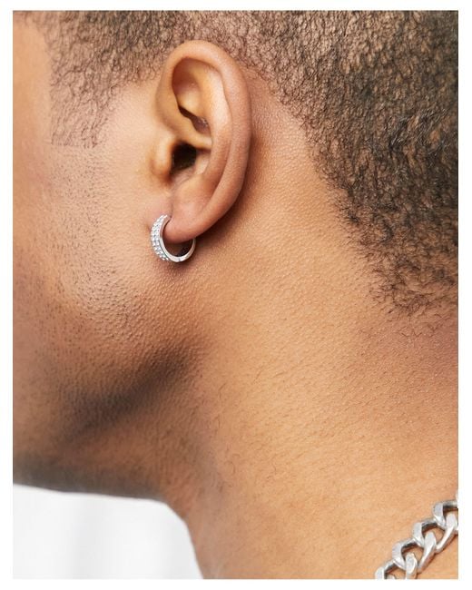 ASOS Metallic 12mm Hoop Earrings With Swarovski Crystals for men