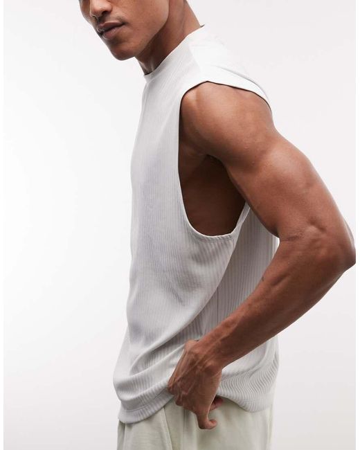 ASOS Blue Heavyweight Oversized Tank Co-ord With Palm Graphic for men