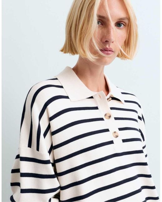 Oysho Red Striped Knit Polo Jumper