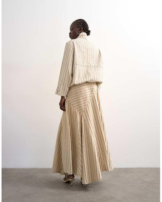TOPSHOP Natural Denim Asymmetric Dropped Waist Maxi Skirt