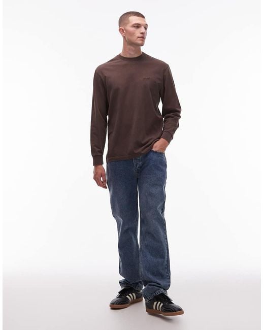 Levi's Brown Authentic Logo Garment Dye Long Sleeve T-shirt for men