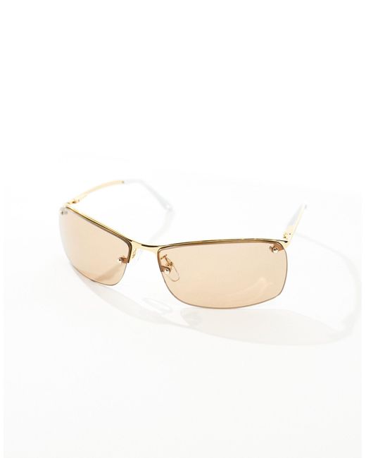 Aire Brown Vega Metal Rectangle Sunglasses