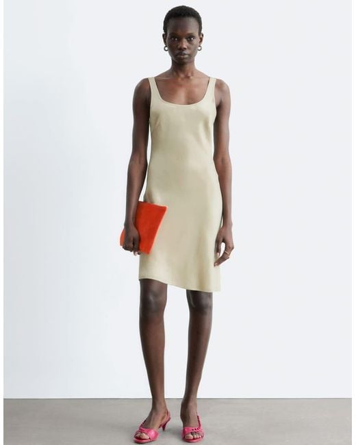 & Other Stories Natural Strappy Satin Mini Dress