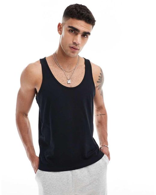 ASOS Black Regular Fit Singlet for men
