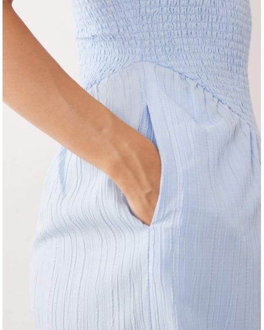ASOS Blue Scoop Neck Crinkle Jumpsuit