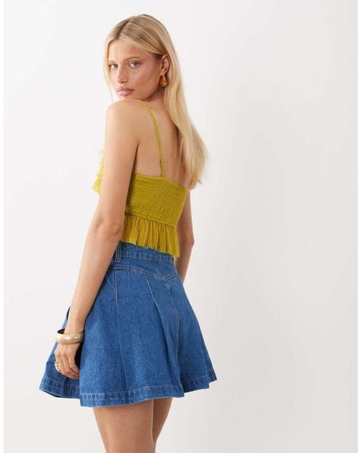 Nobody's Child Blue Pendower Denim Pleated Mini Skirt