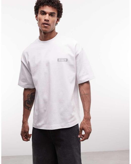 ASOS White Circular Design Collection Super Heavyweight Oversized T-shirt With Scenic Back Print for men