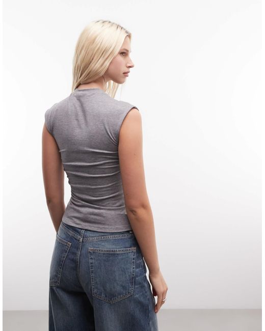 Weekday Gray Button Front Top