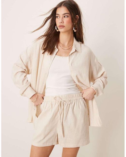 Camisa Extragrande De Tejido Efecto Lino De (Parte De Un Conjunto)-Neutro ASOS de color Natural