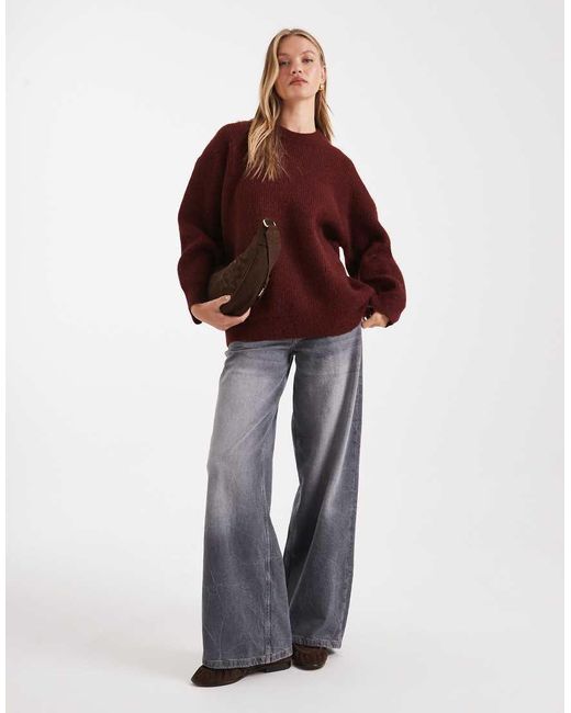 ASOS Red Oversized Crew Neck Cocoon Jumper