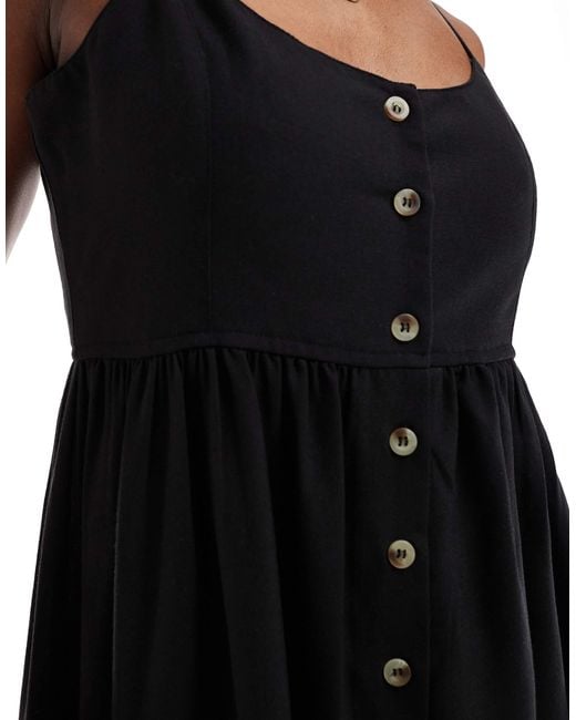 Brave Soul Black Strappy Button Through Midi Dress