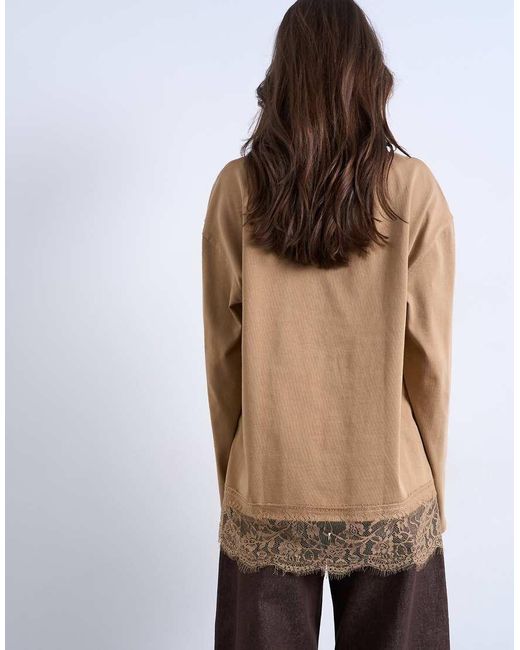 TOPSHOP Natural Lace Trim Oversized Skater