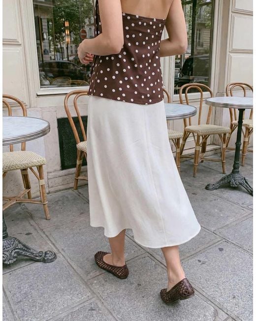 Vero Moda White Linen Touch Midi Skirt Co-ord