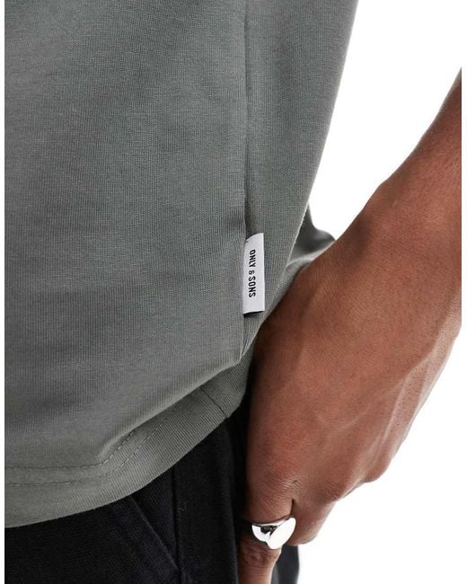 Only & Sons Gray Relaxed Fit T-shirt for men