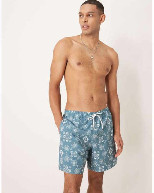 Abercrombie & Fitch Blue 7 Inch Drawstring Swimming Trunks for men