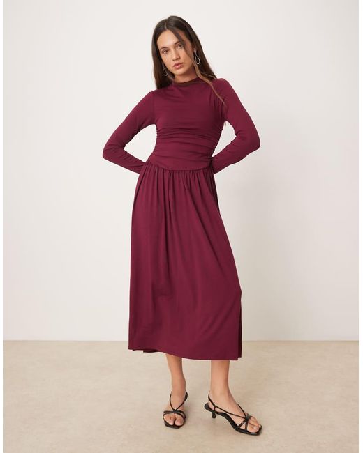 Nobody's Child Red Aubrey Long Sleeve Maxi Dress