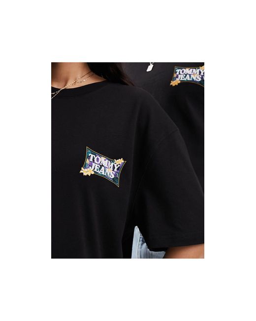 T-shirt unisexe coupe classique avec imprimé flower power Tommy Hilfiger en coloris Black