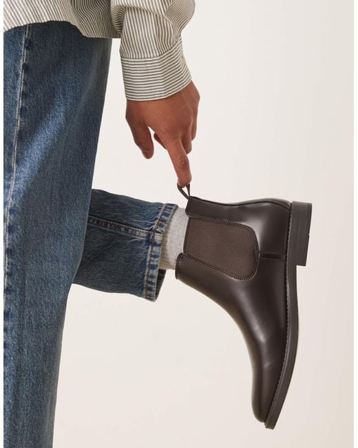 Mango Blue Leather Chelsea Boot for men