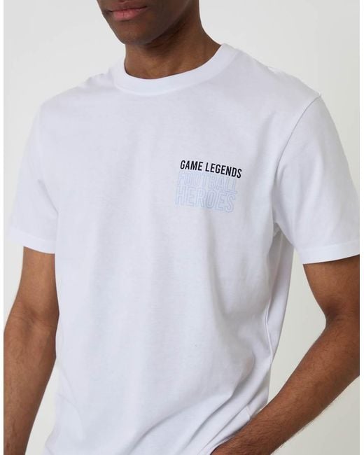 Threadbare White Regular Fit Football Heroes Cotton T-Shirt for men