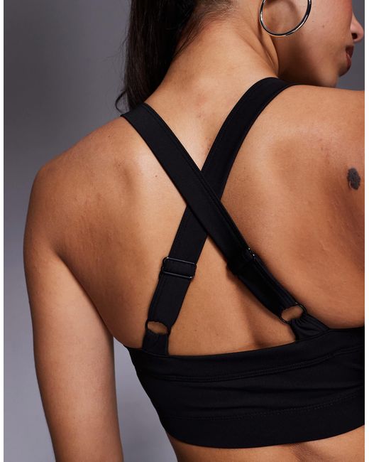 4505 Gray Icon Medium Support Square Neck Sports Bra With Adjustable Straps