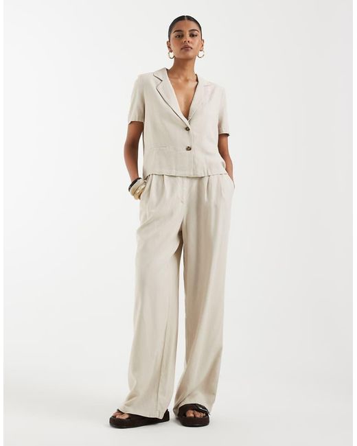 Vero Moda Natural Linen Touch Short Sleeve Blazer