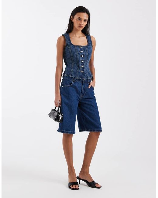 Levi's Blue Square Neck Sculpt Denim Top