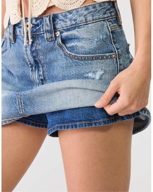 Stradivarius Blue D62 Denim Skort