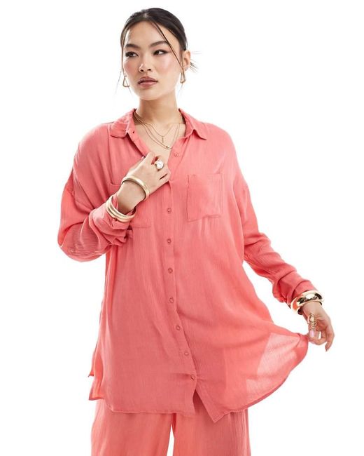 South Beach Red Oversized Beach Shirt