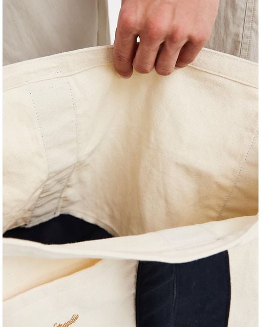 Jack & Jones White Large Canvas Tote Bag With Embroidery for men
