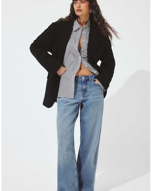 NA-KD Blue Studio Low Waist Baggy Jeans
