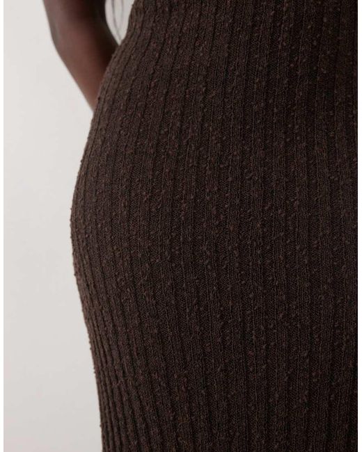 ASOS Natural Knitted Ribbed Racer Back Boucle Midaxi Dress