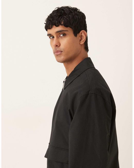 ASOS Black Oversized Harrington Jacket for men