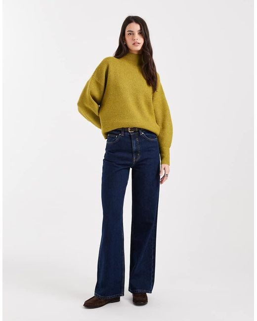 ASOS Blue Volume Sleeve Funnel Neck Jumper