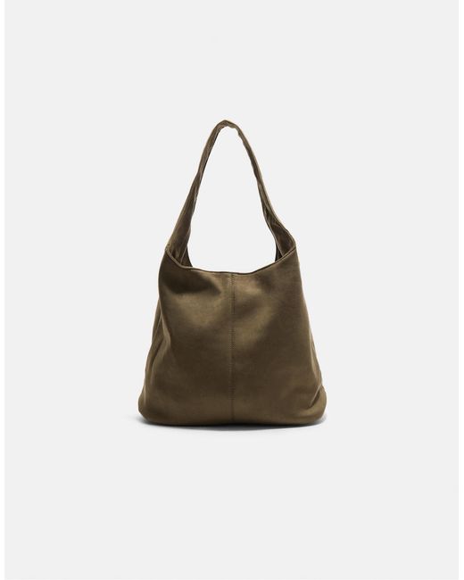 Stradivarius Green – schultertasche aus wildlederimitat