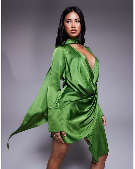 Vestito Corto A Maniche Lunghe di ASOS in Green