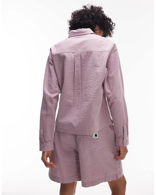 Carhartt Purple Toland Long Sleeve Seersucker Loose Fit Shirt Co-ord