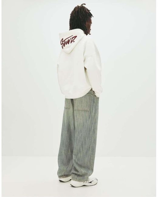 Pull&Bear White Stwd Hoodie for men