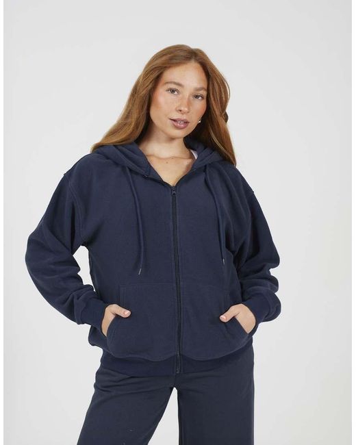 Brave Soul Blue Zip Through Polar Fleece Hoodie