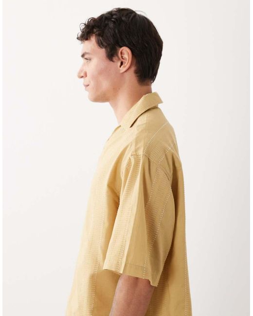 ASOS Natural Boxy Oversized Overhead Textured Shirt for men