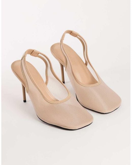 TOPSHOP White Arrow Sling Back Mesh Heeled Shoe